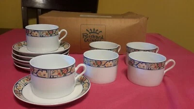 NEW RICHARD GINORI 6 COFFEE CUP/SAUCER SETS - ITALY- RARE HARD TO FIND