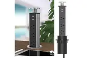 OZNALA 3 Socket Plug 2 USB Pop Up Power Point Home Kitchen Desk Outlet Socket Pull Charger Bench Worktop