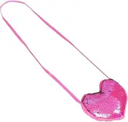 [VANZACK] Heart Shape Purse for Boys and Girls Sequin Crossbody Bag Fashion Coin Storage School Bag