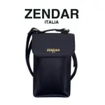 【ZENDAR】限量3折 頂級NAPPA小牛皮防刮十字紋手幾包肩背包 全新專櫃展示品(黑色 贈禮盒提袋)