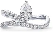 [PAVOI] 14K Gold Plated Pear Wavy Engagement Ring for Women - Cubic Zirconia Statement Promise Wedding Eternity Rings