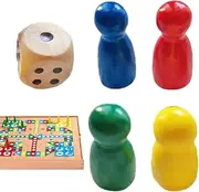 Game Board Pieces | 4 Chess Pieces Game Token with 1 Dice - Small Portable Checkers Components Multicolor Board Accessories for Marking & Table