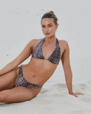 [Topanga] Topanga Women's Jane Ring Triangle Bikini Top in Animal Size 10 10 Animal