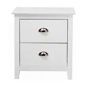 Costway 2 Drawers Bedside Table Nightstand Side End Bedroom Storage Cabinet White