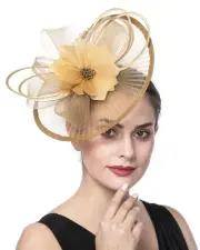 Fascinators Hat Flower Mesh Ribbons Feathers on a Headband and a Clip Tea Par...