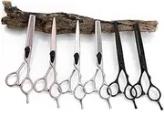 Ipetboom 2PCS Professional Hair Cutting Scissors Black Hairdressing Shears for Barber Salon Includes Thinning and Straight Scissors Durable High Hardness for Home and Pet Use