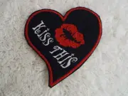 Kiss This Lips Heart 3-3/4" Embroidery Iron-on Patch (E36)