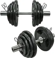 73kg - 50cm Olympic Dumbell Bar Weight Set - Cast Iron Triple Handle Grip Plate - Weight Training Exercise Workout Fitness Gym Strength
