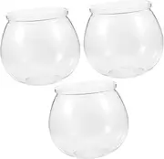 BUGUUYO 3pcs Small Plastic Aquarium Fish Bowl Durable Transparent Decorative Tank for Goldfish Plants Easy Maintenance Round Design for Office Home Decor