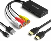 RCA to HDMI Converter, AV Adapter, black av hdmi converter