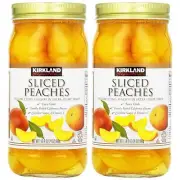 Signature Sliced Peaches 24oz Glass Jar Pack of 2 Total of 48 Oz