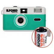 Ilford Sprite 35-II Reusable Camera - Silver & Teal with Ilford XP2 24 Film