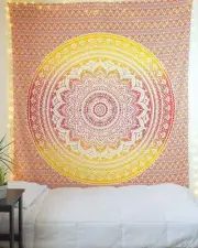 Queen Ombre Tapestry Cotton Yellow Bedsheet Table Décor Beach Mat Wall Hanging