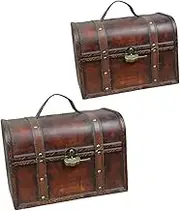 Healeved Wooden Compartment Storage Box Retro Classic Household Desk Jewelry Document Storage