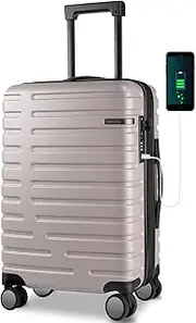 [EMPSIGN] Carry On Luggage with Spinner Wheels, Hard Shell Carry-On Suitcase 21x14x9 Airline Approved & Built-in TSA Lock, Durable Travel Rolling Suitcase, Carry-On 20-Inch, Light Purple