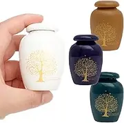 4Pcs Small Urn for Human Ashes, Ceramic Tree of Life, Exquisite Mini Cremation Urn, Memorial Small Ash Holder for Family Loved Ones Human Pet