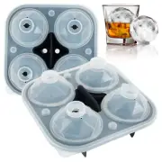 Large Ice Cube Molds Reusable 4 Grids Round Ice Cube Tray with Lid-.-