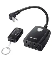 Outdoor Dimmer for String Lights, 125V Dimmer Switch with 1 remote 2 outlets
