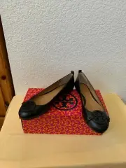 NIB TORY BURCH Black Gabriel Leather Ballet Flat** CHOOSE YOUR SIZE **