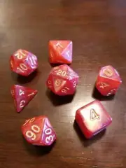 Golden Ruby Dice Set 7 Dice Set Polyhedral DND Dungeons & Dragons Pathfinder