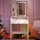 Vanity Table Set Makeup Vanity Desk Dressing Table w/Mirror & Lights White