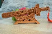 Natural Peach Wood Dragon Sword Display Rack Base Lucy Blessing Exorcise Evil