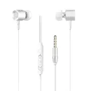 I-7A Wired Metal Professional Earphone HiFi Stereo In-ear Headsets With Mic for Cell Phones WHITE COLOR