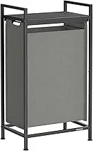 VASAGLE Laundry Hamper, Slim Laundry Basket, Laundry Sorter with A Pull-Out and Removable Bag, Shelf, Metal Frame, 12.7 Gallons (47 L), 16.5 x 11 x 29.5 Inches, Slate Gray and Charcoal Gray UBLH001G01