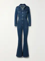 [Veronica Beard] Veronica Beard - Follie Stretch-denim Jumpsuit - Blue - US2 US 2 Blue