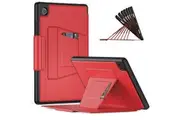 WASSUP Samsung Galaxy Tab A8 10.5 inch Case Smart Magnetic Auto Sleep Cover with Card Holder & Multi-Angle Bracket-Red