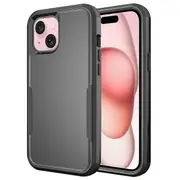 For Apple iPhone 15 Plus 3in1 Case Drop Resistant Defender Tradies Hybrid Armor Heavy Duty Rugged Shockproof Tough Cover (Black)