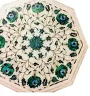 12" Marble side semi precious stones malachite Inlay table top