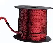 Spangle Paillette Sequins Roll Spangle Flat,String Trim DIY Projects, Sequin String Ribbon Roll for Crafts,Embellishments,Costume Accessories(6MM,100 Yard) (Red)