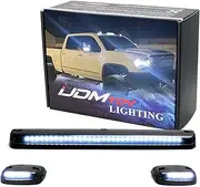 iJDMTOY 3pc Smoked Lens Full White LED Cab Roof Clearance Light Kit Compatible With 2007-14 Chevy GMC Silverado Sierra 2500HD 3500HD, Also Universal Fit For Many Other Trucks