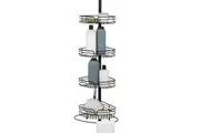 STORFEX Rust-Resistant Corner Shower Caddy with Towel Bar and Hooks - Black
