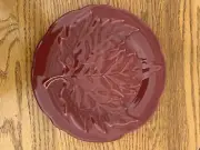 Longaberger Pottery Falling Leaves Plate in Paprika Red.