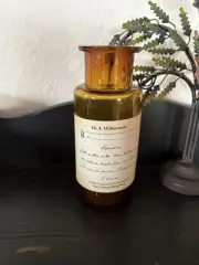 Antique Style Amber Glass Apothecary Jar with Prescription Label NEW Farmhouse