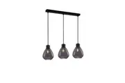 TULIP Pendant Lamp Light Interior ES 3 X 72W Black Smoke Wine Glass Ribbed Square Base