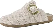 [CUSHIONAIRE] Dumbo Women's Buckle Clog with Cushioned Footbed and Textured Knit Upper