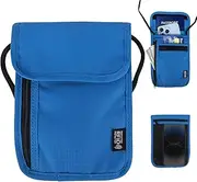 [Hojalis] Neck Pouch with RFID Protection, Travel Wallet, Soft Neck Pouch for Travel, Unisex, Hidden Anti-Theft Festival Passport Holder for Passport, Credit Cards, Coins and Travel Accessories, Blue,