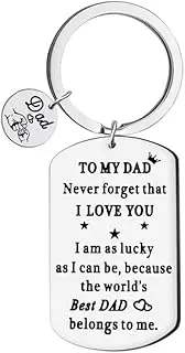 [YALLNASL] Fathers Day Birthday Gifts for Father Dad from Daughter Son to My Dad Keychain Never Forget I Love You Gift Keyring for Best Dad Daddy Christmas Presents for Father Key Chains