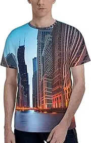 [FSCEV] Chicago Illinois USA Men's Short Sleeved T-Shirt Crew Undershirts Essentials Adult Athletic Running Gym