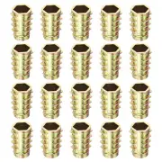 20Pcs Hex Threaded Inserts, M8-1.25x20 Zinc Alloy Hex-Flush Thread Insert