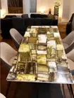 Petrified Wood Agate Stone Table, Kitchen Countertop, Petrified Agate Center