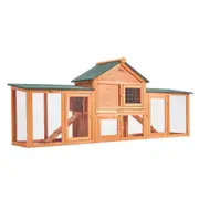 Rabbit Hutch Chicken Coop 204 x 45 x 85cm 2 Storey Cage Mansion