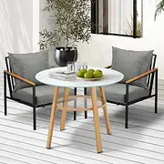 Livsip 3 Piece Outdoor Dining Setting Table w/Storage Shelf Patio Furniture Set