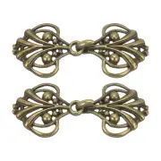 Cloak Clasp, 2 Pairs Sew on Hooks and Eyes Vintage Cape Clasps Buckles(Bronze)
