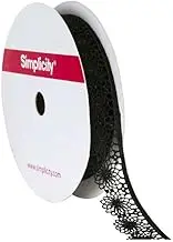 Simplicity Narrow Tat Lace, Black, 3 Feet x 0.625 Inch
