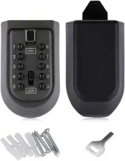 NUZAMAS Key Lock Box 10-Digit Push Button Combination Safe Storage for outsid...