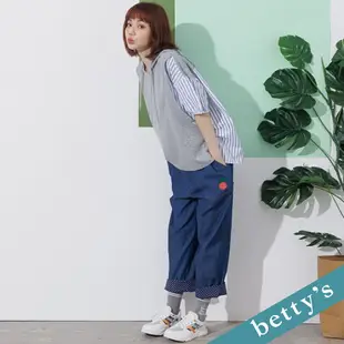 betty’s貝蒂思 鬆緊牛仔刺繡長褲(深藍)